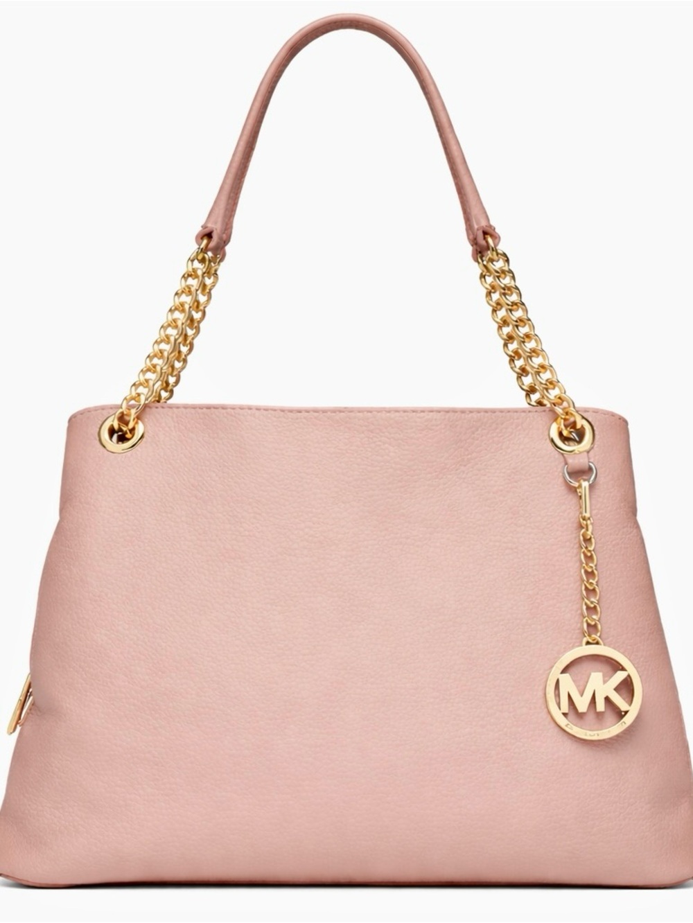 Michael Kors Jet Set Chain Shoulder Bag Dusty Pink Pebbled Leather Large
